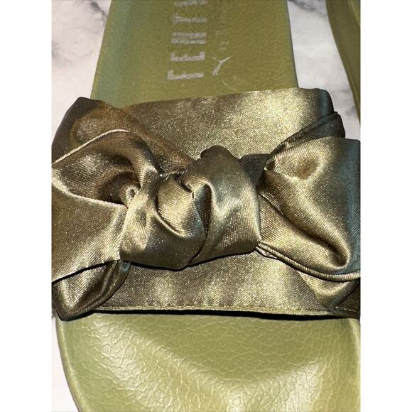 Vntg Fenty Puma Olive Bow Slide Rihanna uk5 us 7 8 Slides Sandals green - Picture 3 of 9